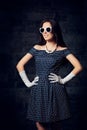 Woman in Off Shoulder Polka Dots Dress Royalty Free Stock Photo